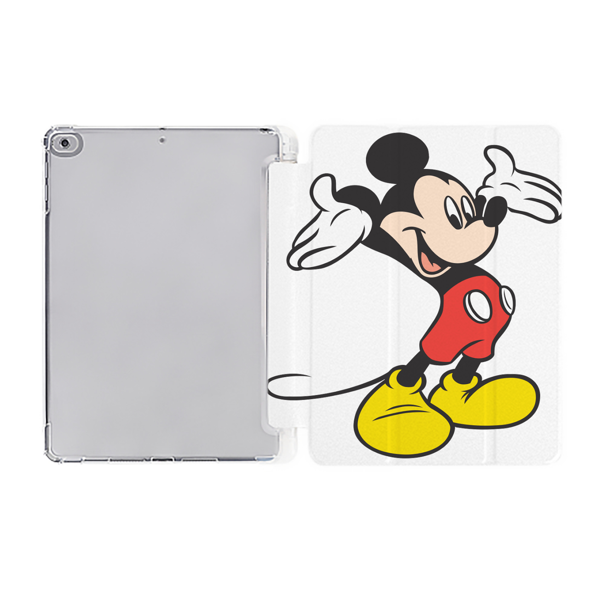 ミッキーマウス Mickey Mouse IPad ケース ペン収納付き 三つ折りスタンド PUレザー×シリコン 対応機種9.5/10.5/10.9インチ